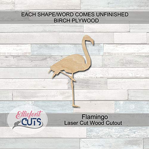 Flamingo Wood Cutouts for crafts, Laser Cut Wood Shapes 5mm thick Baltic Birch Wood, Multiple Sizes Available Elliefont Styles