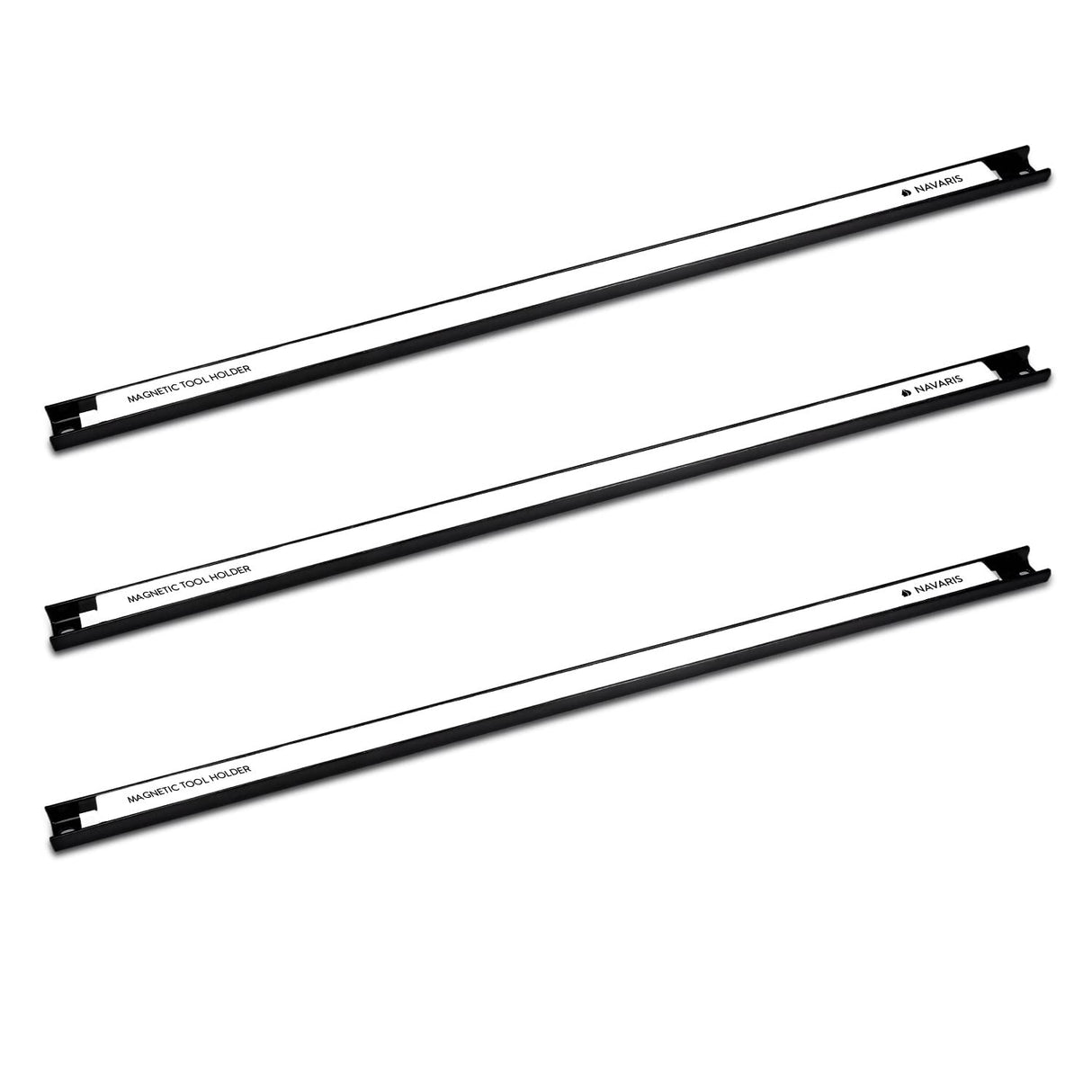 Navaris Set of 3 Magnetic Tool Holder Rack - 24 Inch Heavy Duty Garage Wall Holder Strip for Tools - Tool Bar with Magnet for Screwdriver, Wrench Navaris