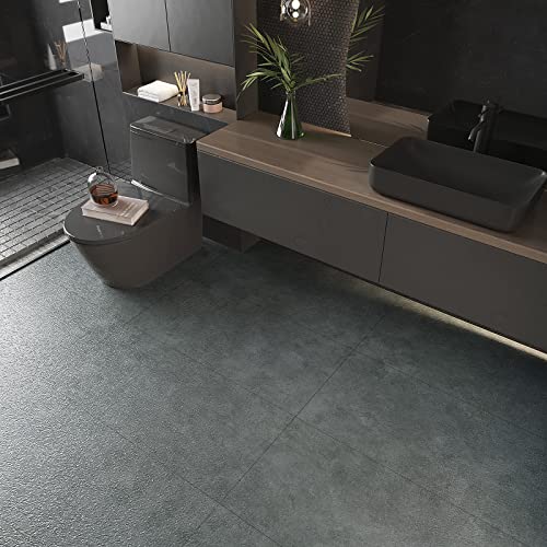 VEELIKE 12''x24'' Peel and Stick Floor Tile Waterproof Grey Floor Tile Stickers 24-Pack Concrete Look Peel and Stick Flooring Tiles for Kitchen VEELIKE
