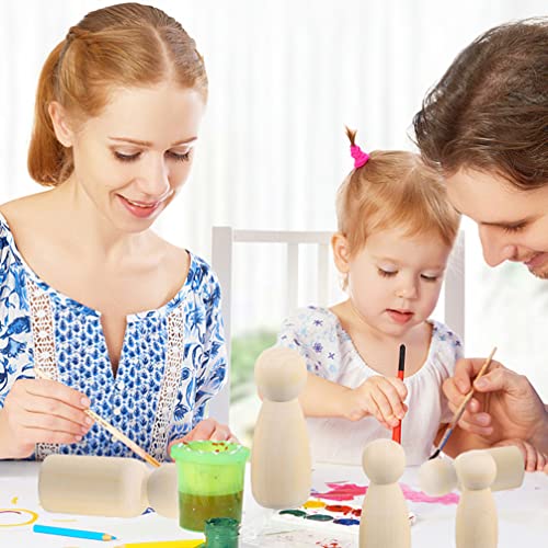 Toyvian 50pcs White Embryo Wood Doll Peg Doll Kit Unfinished Peg Dolls Wood Peg Dolls Natural Wooden Mushroom Kids Glass Mushroom Painting Puppets Toyvian