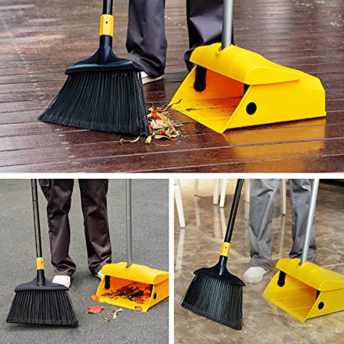 Yocada Heavy Duty Broom and Dustpan Set Commercial Outdoor Indoor 2+1 Perfect for Courtyard Garage Lobby Mall Market Floor Home Kitchen Room Office Yocada