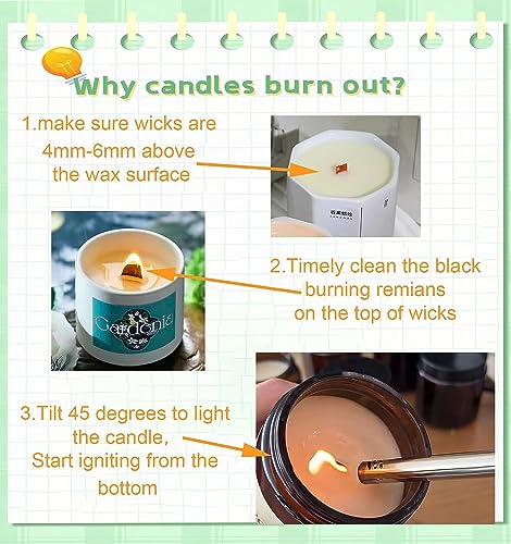 Upgraded 150pcs Wooden Candle Wicks and Stands 5.1 X 0.5 Inch Natural Candle Wood Wicks with Iron Base, Candle Cores for DIY Candle Making Craft Phinicco