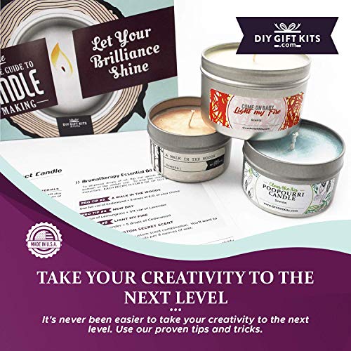 DIY Gift Kits 49-Piece Soy Candle Making Kit | Makes 14 Candles | 3 Pure Essential Oils, Soy Wax, Pouring Pot & More | DIY Starter Kit | Scented DIY Gift Kits