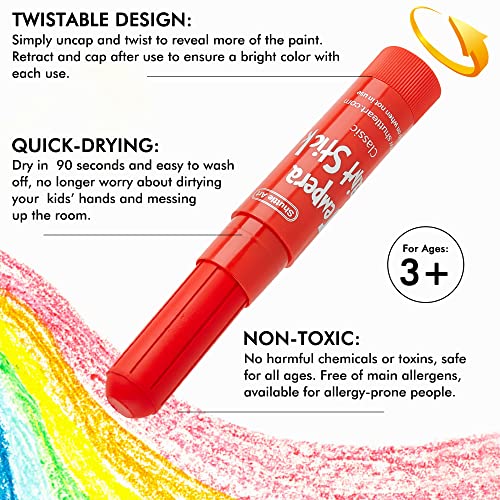 Tempera Paint Sticks, 32 Colors Solid Tempera Paint for Kids, Super Quick Drying, No-Toxic, Works Great on Paper Wood Glass Ceramic Canvas Shuttle Art