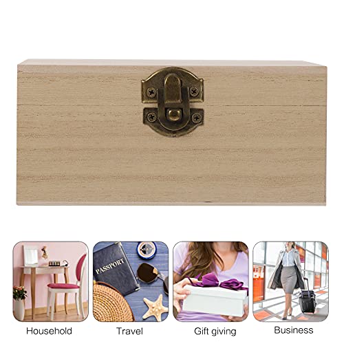 6pcs Boxes wooden box with lock unfinished wooden jewelry case wood watch display Unfinished Treasure Chest ring case display paint container Kisangel