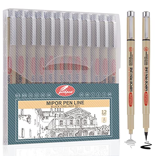 GETHPEN Black Micro-Pen Fineliner Ink Pens, Waterproof Archival Ink,  Drawing Pens, Artist Illustration Pens, Multiliner, for Art Watercolor