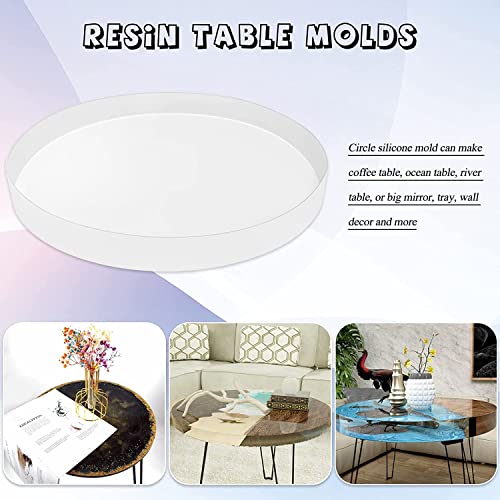 24 Inch Resin Table Molds, Large Thickened Round Silicone Resin Tray Molds, Epoxy Resin Topdesk Molds for Charcuterie Board, River Table, DIY Art Wadoy