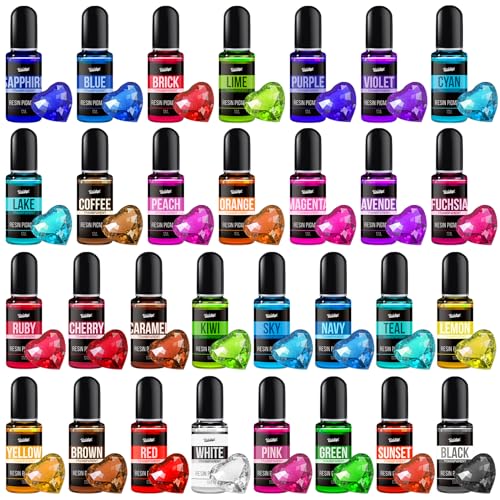 Epoxy Resin Pigment - 30 Colors Concentrated Liquid Epoxy Resin Dye, Transparent Resin Colorant for Resin Coloring, DIY Resin Jewelry Making, Resin Vividye