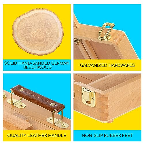 MEEDEN Tabletop Easel, Solid Beech Wood Table Top Art Easels for Painting Canvas, Sketchbox Easel, Adjustable Desktop Easel, Table Easel for MEEDEN