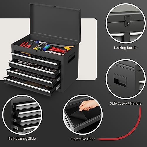 IRONMAX Rolling Tool Chest, 5-Drawer Lockable Tool Cabinet w/Adjustable Shelf & 4 Universal Wheels, 2 in 1 Detachable Tool Box Storage Organizer for IRONMAX