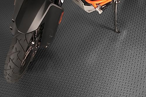 G-Floor Lite Diamond Tread Pattern Slate Grey Vinyl Rollout Garage Flooring Protector Mat for The Garage and Beyond - 7'6" x 14' Size G-Floor