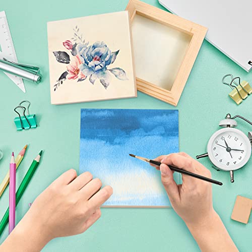 BILLIOTEAM 6 Pack Unfinished Square Wood Panels,6" x 6"/15cm x 15cm,Blank Wooden Canvas Cradled Painting Panel Boards for BILLIOTEAM