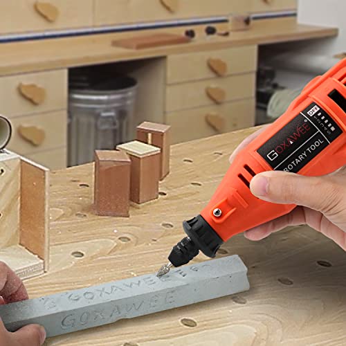 GOXAWEE Rotary Tool Kit with MultiPro Keyless Chuck and Flex Shaft - 140pcs Accessories Variable Speed Electric Drill Set for Handmade Crafting GOXAWEE