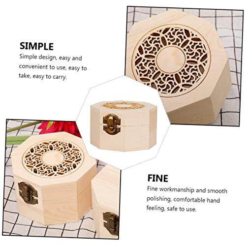 Zerodeko 3 Pcs Gift Box Earring Organizer for Women Wood Tea Storage Case Unfinished Wood Ring Chest for Tea Bag Wood Trinket Cube Tea Cake Brick Zerodeko