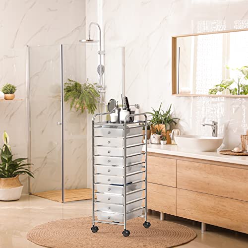 SimpleHouseware Utility Cart with 10 Drawers Rolling Storage Art Craft Organizer on Wheels, Metal Simple Houseware