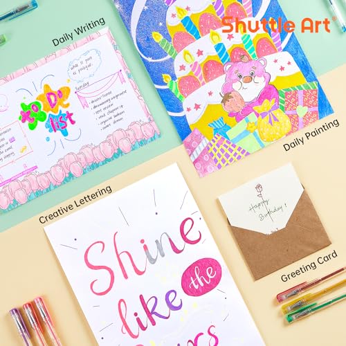 Shuttle Art 80 Pack Glitter Gel Pens, 40 Colors Glitter Gel Pens Set with 40 Refills for Adults Coloring Books Drawing Crafts Scrapbooking Journaling Shuttle Art