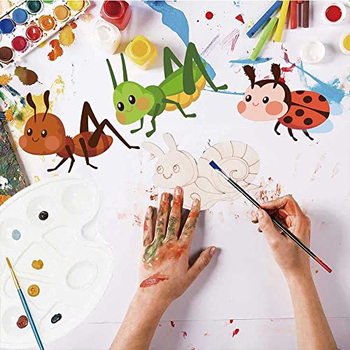 Unfinished Wooden Cutouts 8 Styles Butterfly Bee Sunflowers Spring Wood Slices Hanging Ornaments Blank Wooden Paint Crafts for Kids Painting, DIY Bunhum