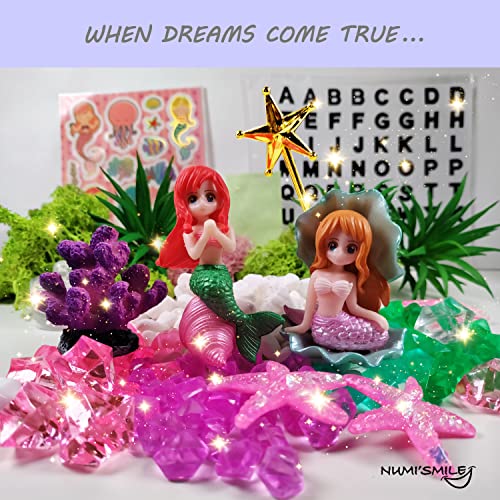 Make Your Own Light-Up Mermaid Terrarium Kit for Kids, Mermaid Gifts for Girls Ages 4 5 6 7 8 9 10 Years and up, DIY Mini Garden Nightlight Project, NUMI'SMILE