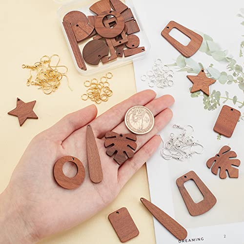 OLYCRAFT 190Pcs Resin Wooden Earring Pendants Natural Wood Resin Charms Resin Walnut Wood Jewelry Findings for Necklace and Earring Making - 15 OLYCRAFT