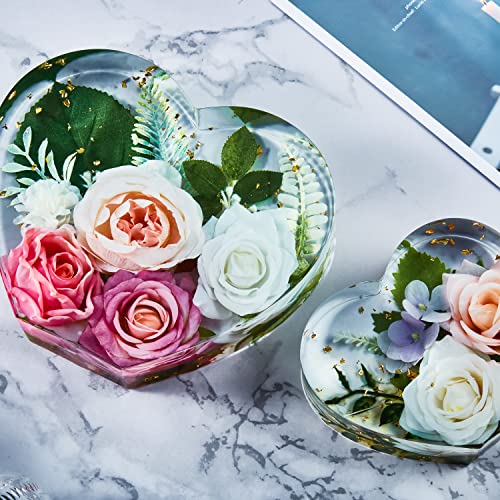 PieceCircle 2Pcs 10 Inch Large Heart Shape Resin Molds, Silicone Molds for Flower Preservation, Deep Epoxy Resin Molds for Resin Art Casting, DIY PieceCircle