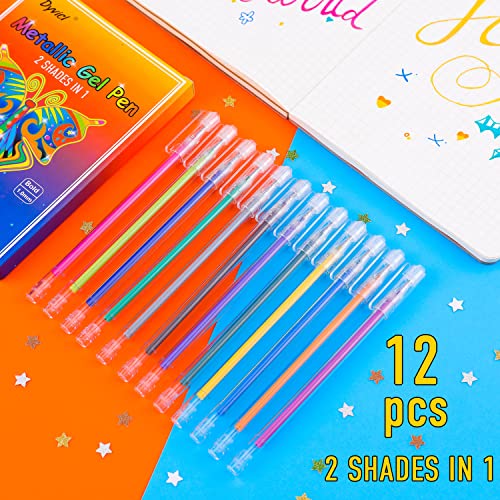 Dyvicl Dual Metallic Gel Pen, Liquid Glitter Iridescent Gel Pen for Adult Coloring, Doodling, Drawing, Scrapbooking, Card Making, Illustrations, Dyvicl