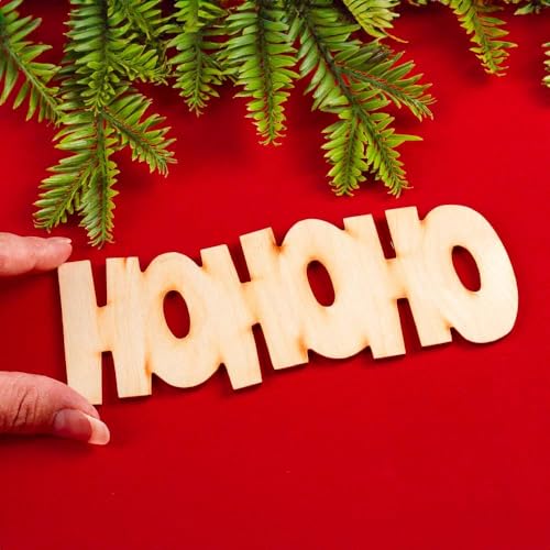 Unfinished Wood "HOHOHO" Cutouts Set of 6 by Factory Direct Craft - Made in The USA for Christmas Decorating, Crafts and DIY Projects (6-3/4 Inches Factory Direct Craft