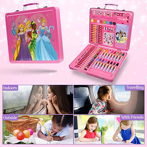 Disney Princess Art Set, Arts and Crafts for Kids 60 Pieces Colouring Sets for Girls Creative Drawing and Painting Sets for Children Art Supplies Disney