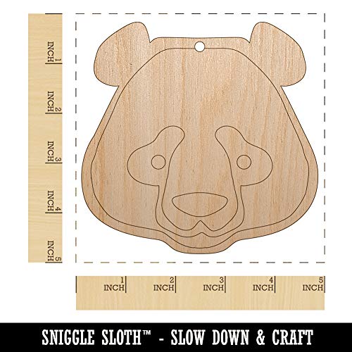 Panda Face Icon Unfinished Craft Wood Holiday Christmas Tree DIY Pre-Drilled Ornament Sniggle Sloth