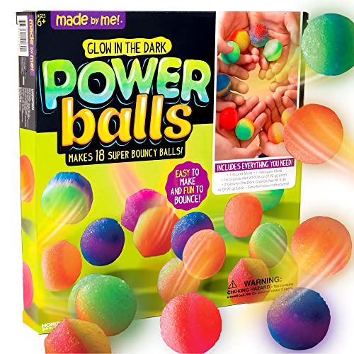 Made By Me Glow The Dark Powerballs by Horizon Group USA, DIY STEM Kit. Make 18 Bouncy Crystal Power Balls, Molds and Instructions Made By Me