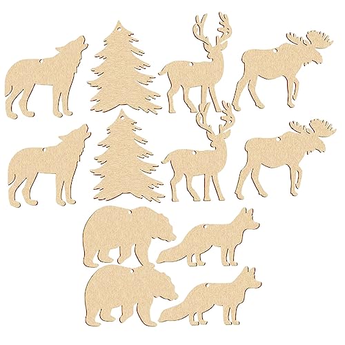 EXCEART 30pcs Animal Doodle Wood Chips Blank Wooden Cutouts DIY Blank Wood Chip Unfinished Wooden Crafts Chrismas Tree Hanging Decoration Wood Animal EXCEART