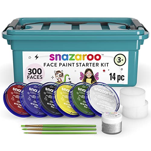 Snazaroo Face Paint Mini Starter Kit, 14 Piece Set, 6 Colors Snazaroo