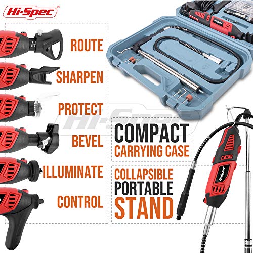 Hi-Spec 134pc 160W Corded Rotary Power Tool Kit Set with Dremel Compatible Rotary Tools Accessory Kit- Engraver, Sander, and Polisher-for Grinding, Hi-Spec