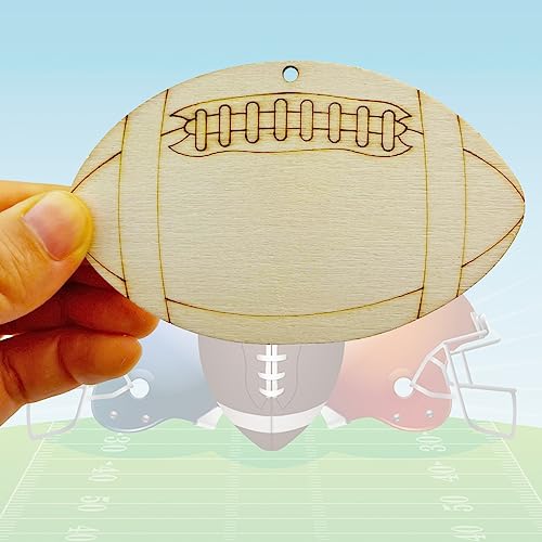 30pcs Unfinished Football Wood Cutouts Football Wood DIY Crafts Cutouts Blank Wooden Football Shaped Hanging Ornaments JEKEJIAJIU