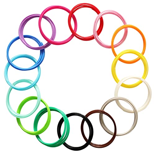 DO3D 15 Bright Colors 1.75mm 3D Pen PLA Filament Refill, Each Color 10feet, Total 150 Feet 3D Pen/3D Printer PLA Sample Pack, Compatible with MYNT3D DO3D