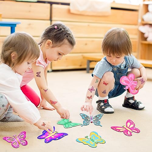 57 PCS Butterfly Unfinished Wooden, Butterfly Cutout for Crafts Blank Wood Butterfly Shaped Slices Kits with Decorate Tools for Kids Adult Home BAPHILE