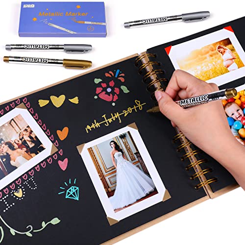 Dyvicl Premium Metallic Markers Pens - Silver and Gold Paint Pens for Black Paper, Glass, Rock Painting, Halloween Pumpkin, Card Making, Scrapbook Dyvicl