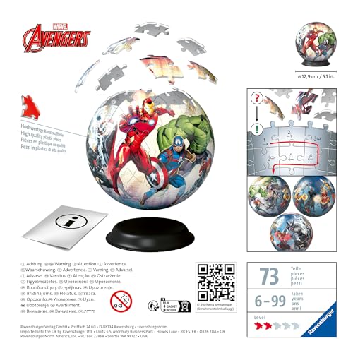 Ravensburger Marvel Avengers 3D Jigsaw Puzzle for Kids Age 6 Years Up - 72 Pieces - No Glue Required Ravensburger