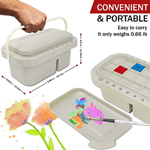 DUGATO Paint Brush Cleaner Washer, Multifunction Painting Brush Basin Holder and Organizer width Tray Palette Lid & 2 Art Sponges for Acrylic, DUGATO