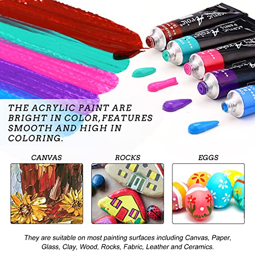 AROIC Acrylic Paint Set 24 Colors 10ml, The Best Gift for Acrylic Painting Beginners, Children, Adults and Art Lovers AROIC