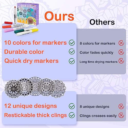 Insnug Color Your Own Mandala Window Cling, Arts and Crafts for Kids Ages 8-12, Crafts for Teens Adult Elderly, Teen Girl Gifts Trendy Stuff, Mandala Insnug