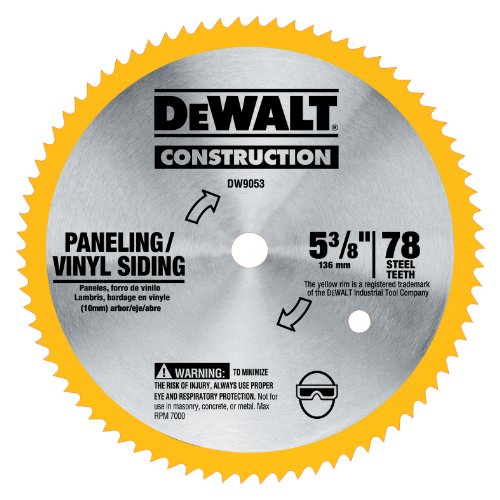 DEWALT Circular Saw Blade, 5 3/8 Inch, 80 Tooth, Vinyl Cutting (DW9053) DEWALT
