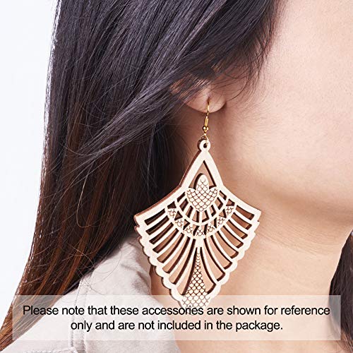 Elecrelive 48pcs Unfinished Wooden Dangle Earring Making Kit 8 Styles Burlywood Filigree Earrings Pendants Blank with Jump rings & Earring Hooks for EEE ELECRELIVE