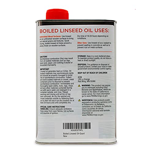 LinSheen Boiled Linseed Oil – Fast Drying Flaxseed Wood Treatment to Rejuvenate and Restore Outdoor and Indoor Wood Furniture, Floors and Sports LinSheen