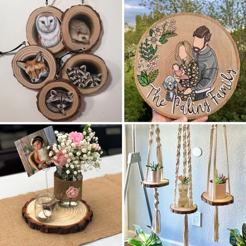 Philorn Natural Wood Slices for Centerpieces 10 Pcs 5.1-5.5 inch Unfinished Wood Rounds with Bark Wooden Circles for Crafts, Tree Slices for DIY Arts Philorn