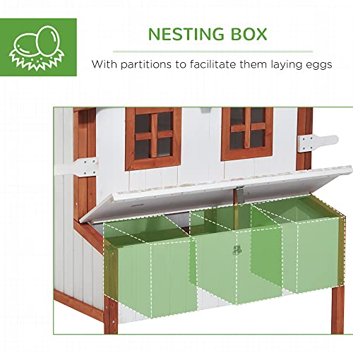 PawHut 47" Chicken Coop Wooden Chicken House Rabbit Hutch Raised Poultry Cage Portable Hen Pen Backyard with Nesting Box and Handles PawHut