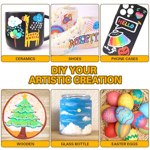 NICETY 58 Colors Acrylic Paint Pens Paint Markers, 3mm Medium Tip Point Acrylic Paint Pens for Rock Painting, Canvas, Wood, Ceramic, Glass, Stone, NICETY