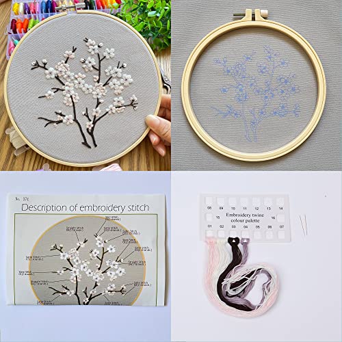 Silentsea 3 Sets of Starter Kits for Embroidery Beginners, Including 3* Embroidery Cloth with Patterns, Hoop, Needle, Manual and Other Manual DIY Silentsea