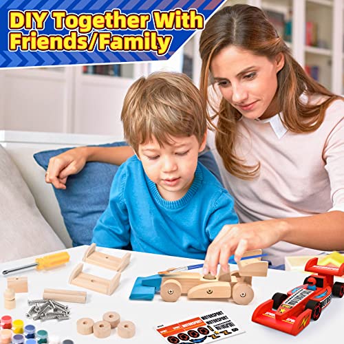 Atoylink DIY Wooden Cars Crafts for Kids Easy Assemble & Paint Your Own Race Cars 3 Pack Model Car Kits Woodworking Arts and Crafts for Boys Girls Atoylink