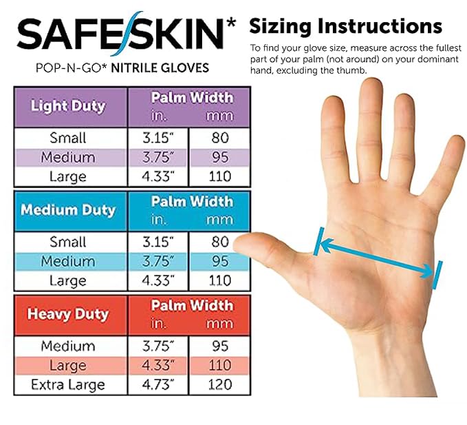 SAFESKIN Nitrile Disposable Gloves Pack of 50, Light Duty, Large Size, Powder Free - Food Handling, First Aid, Hair Coloring SAFESKIN
