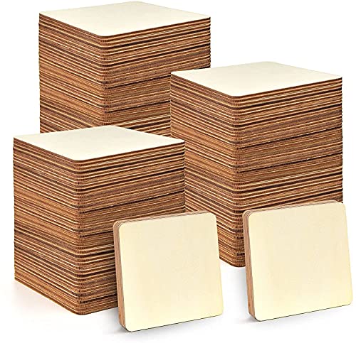 Wood Squares for Crafts, 100-Count Unfinished Wooden Square Cutouts, 1 x 1 Inches